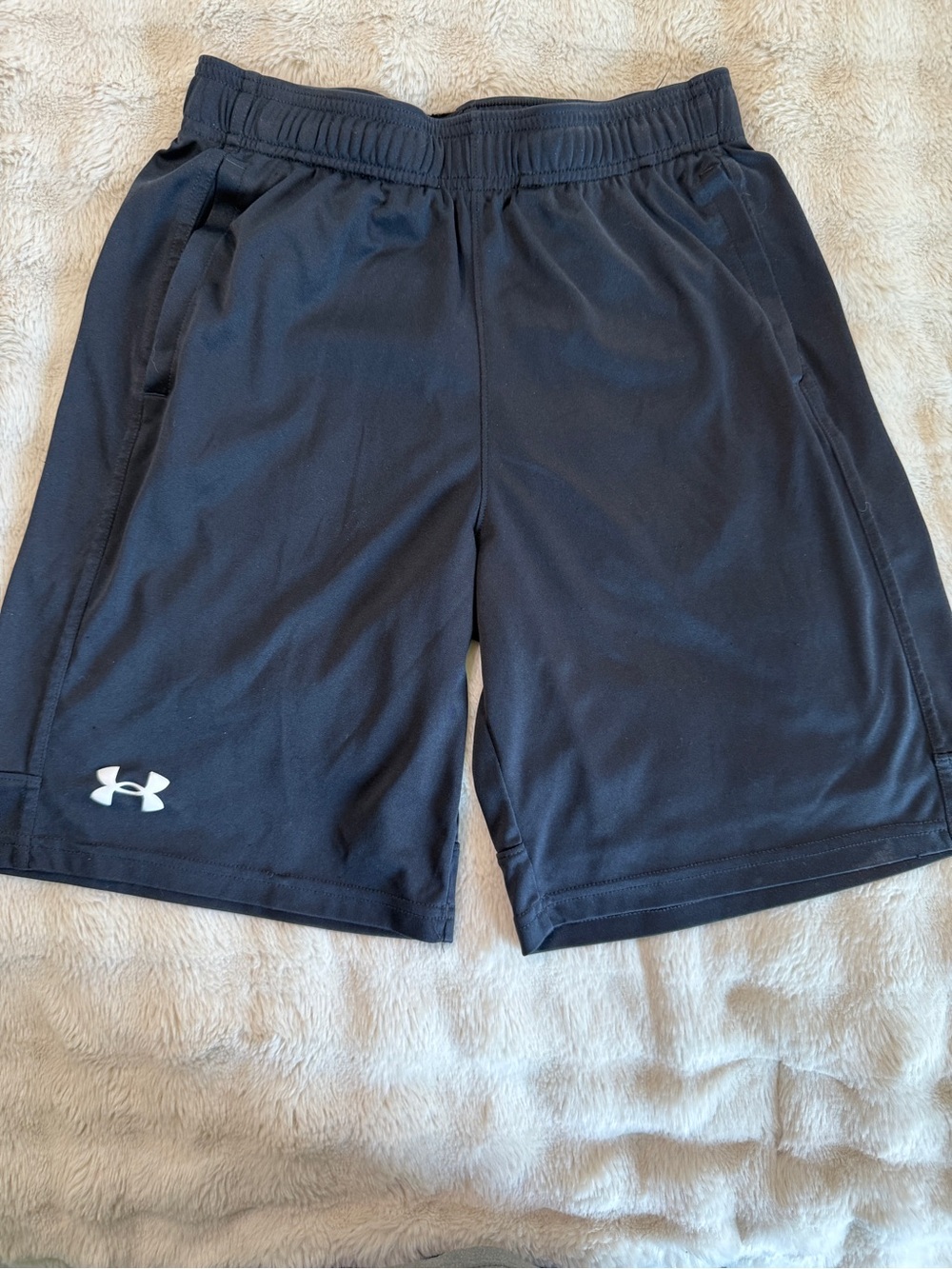 Youth L, Under Armour Black Training Shorts with White Logo